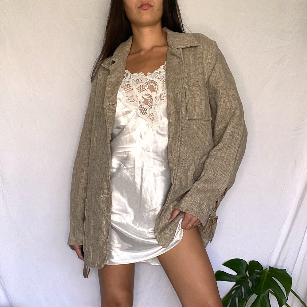 Vintage 90s tweed herringbone jacket